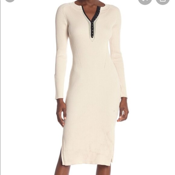 rag & bone Dresses & Skirts - Rag and Bone Brynn Rib-Knit Sweater Dress Long Sleeve Cream/Off White size M